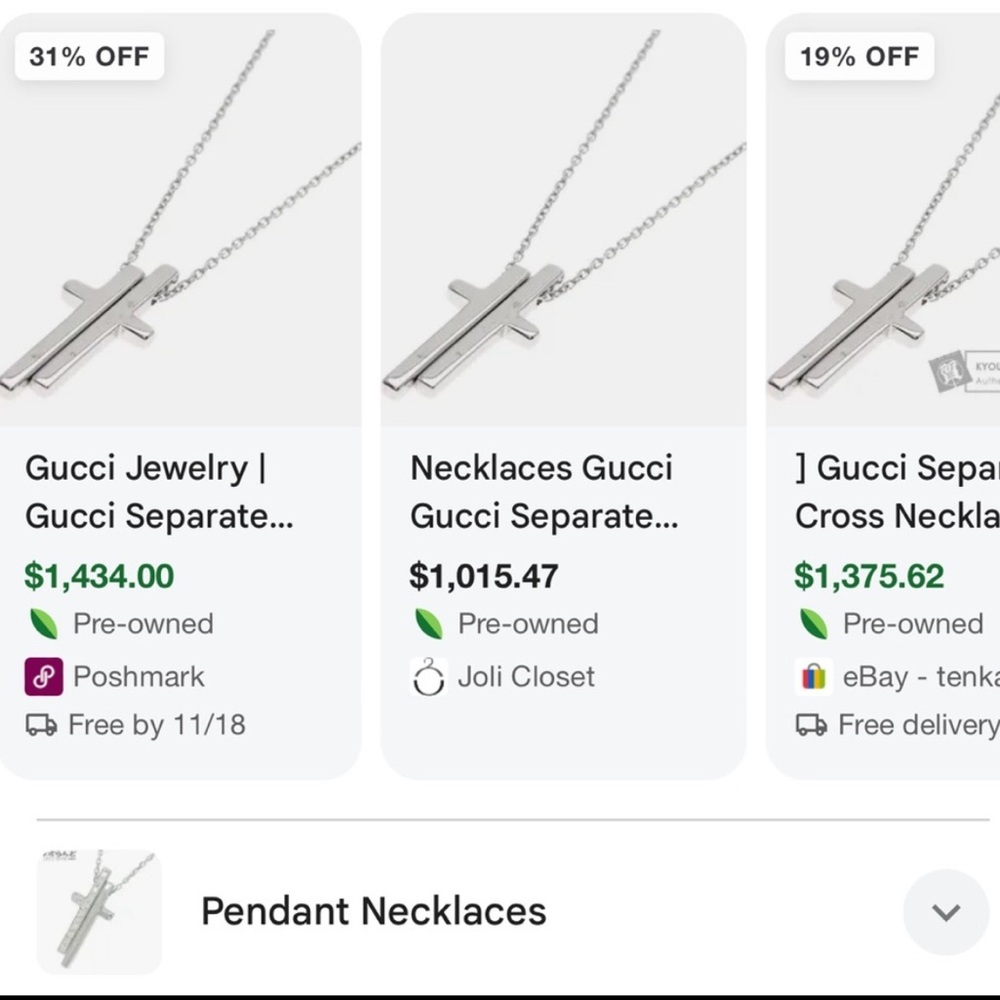 Gucci separate cross Necklace